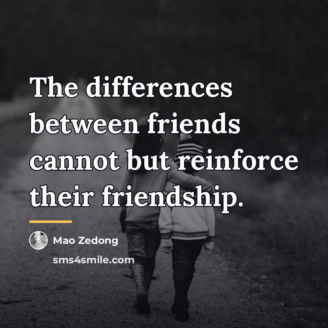 “The differences between friends cannot but reinforce their friendship.…” quote by Mao Zedong