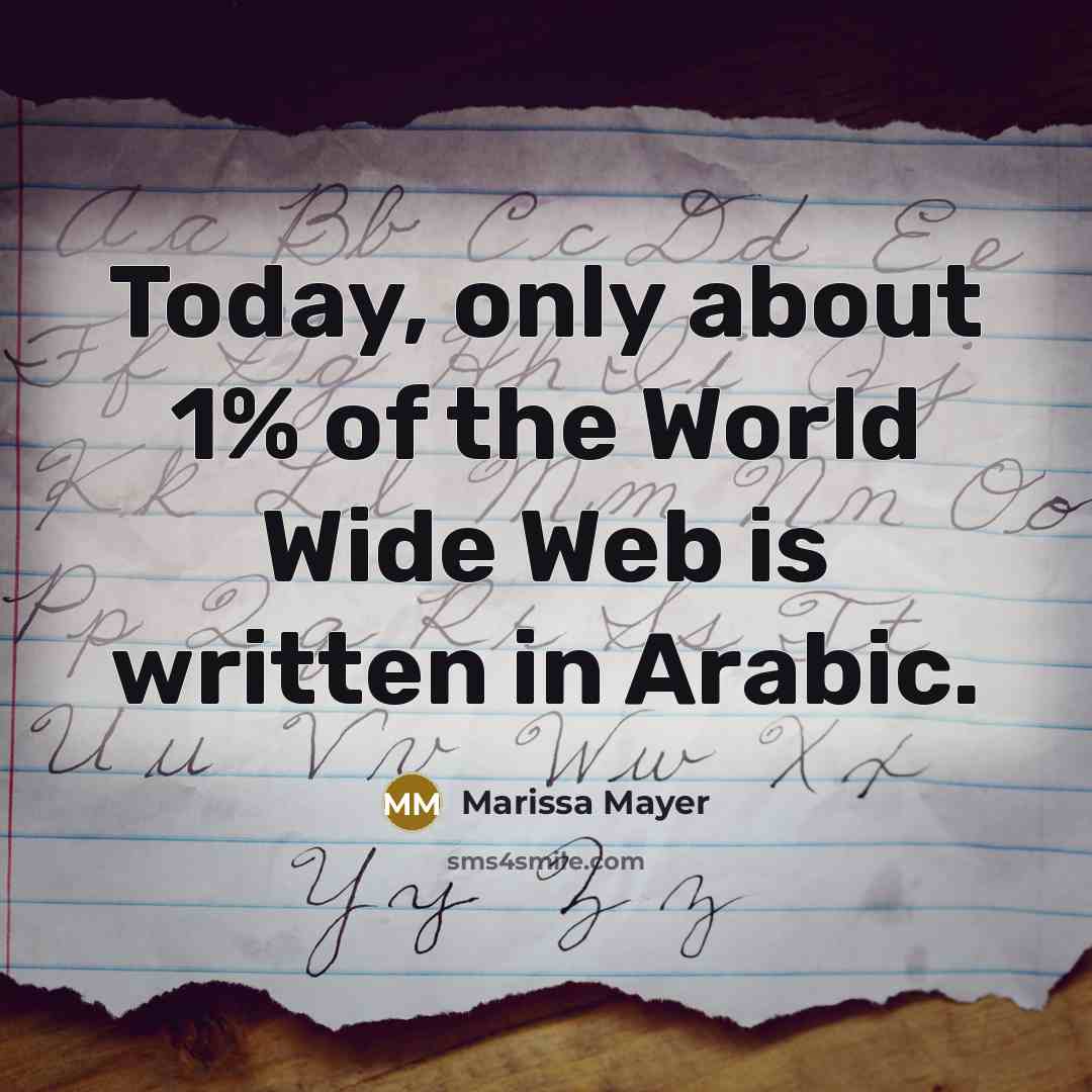 “Today, only about 1% of the World Wide Web is written in Arabic.” quote by Marissa Mayer
