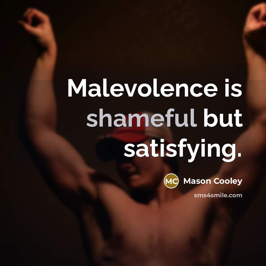 “Malevolence is shameful but satisfying.…” quote by Mason Cooley