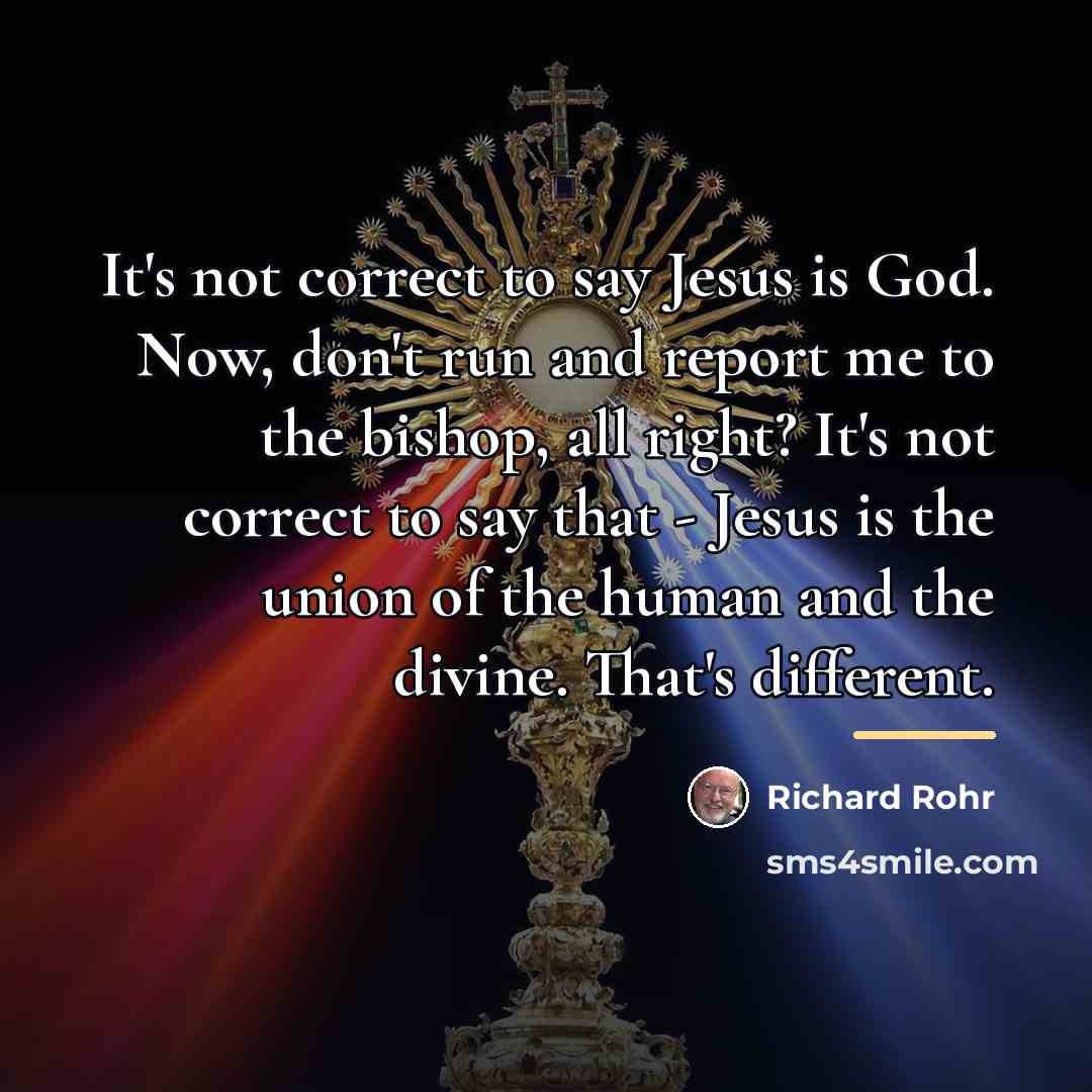 “It's not correct to say Jesus is God. Now, don't…” quote by Richard Rohr
