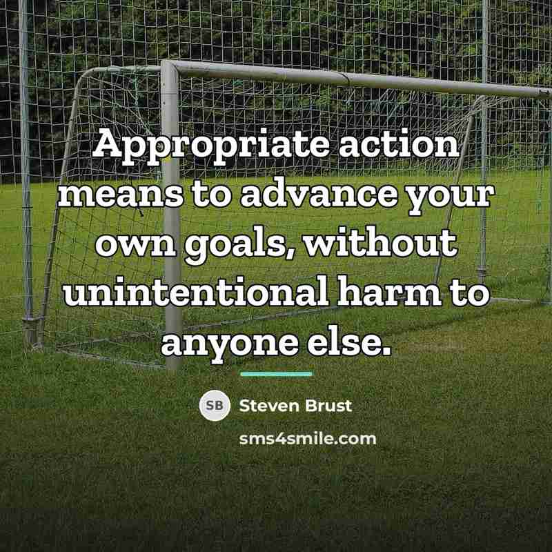 “Appropriate action means to advance your own goals, without unintentional…” quote by Steven Brust