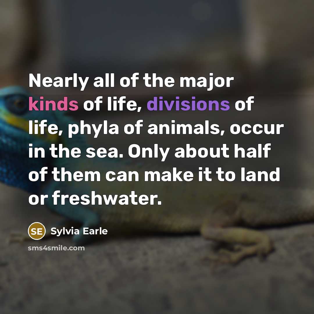 “Nearly all of the major kinds of life, divisions of…” quote by Sylvia Earle