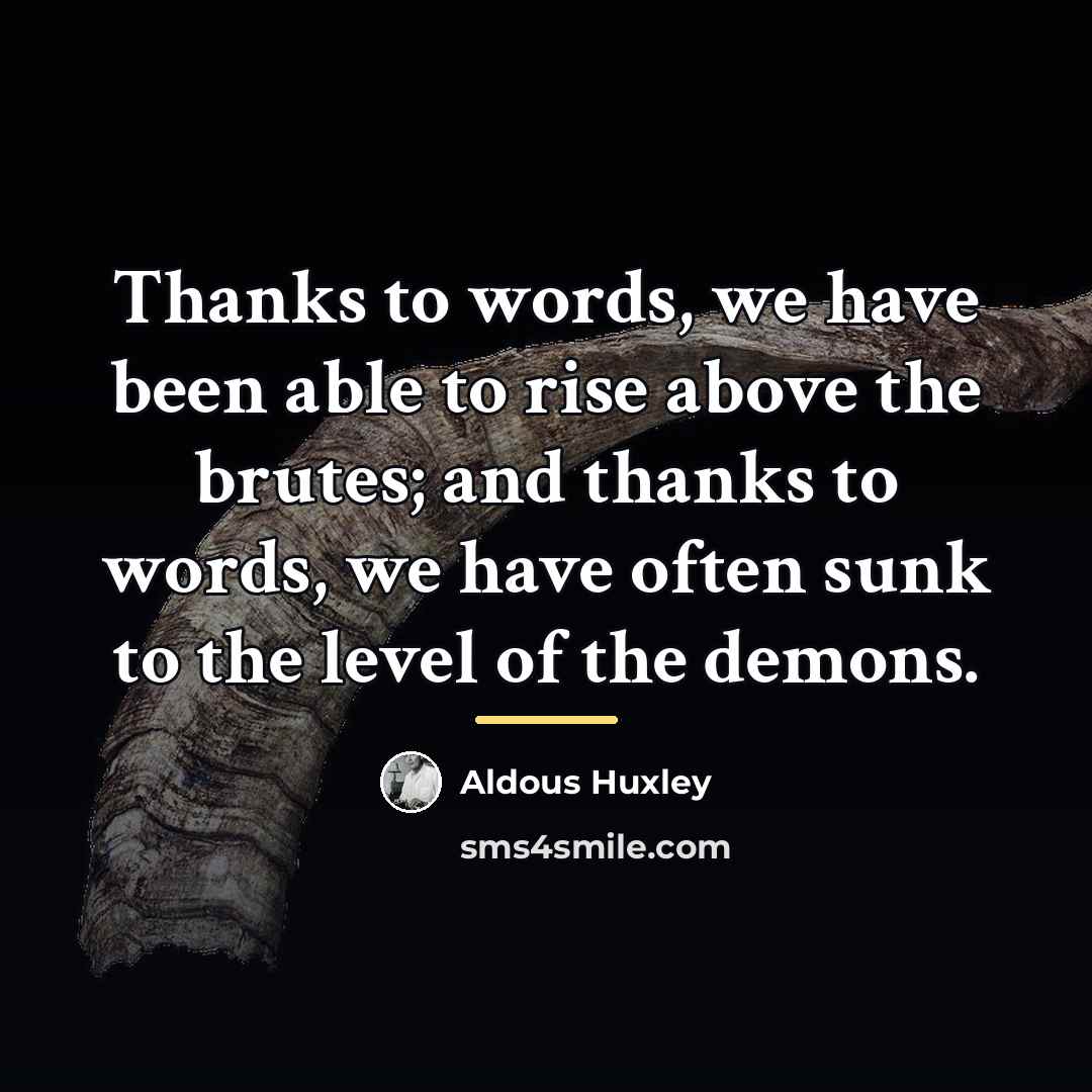 “Thanks to words, we have been able to rise above…” quote by Aldous Huxley