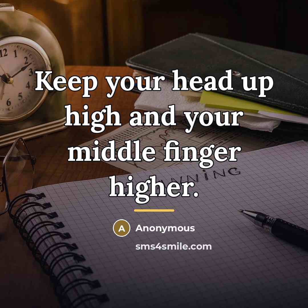 “Keep your head up high and your middle finger higher.…” quote by Anonymous