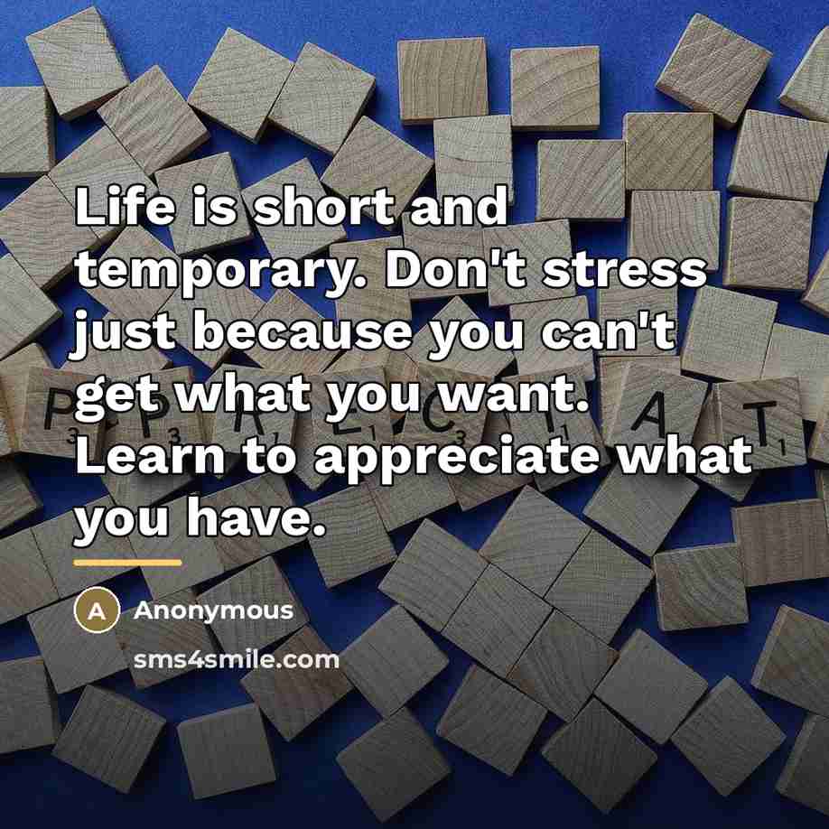 “Life is short and temporary. Don't stress just because you…” quote by Anonymous