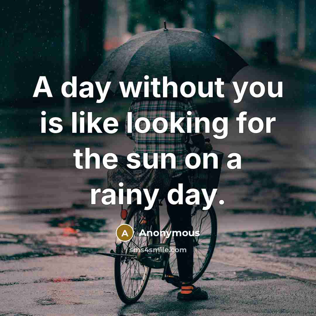 “A day without you is like looking for the sun on a rainy day.” quote by Anonymous
