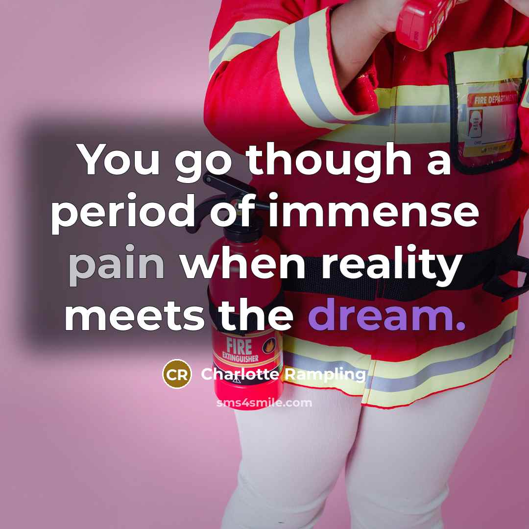 “You go though a period of immense pain when reality…” quote by Charlotte Rampling