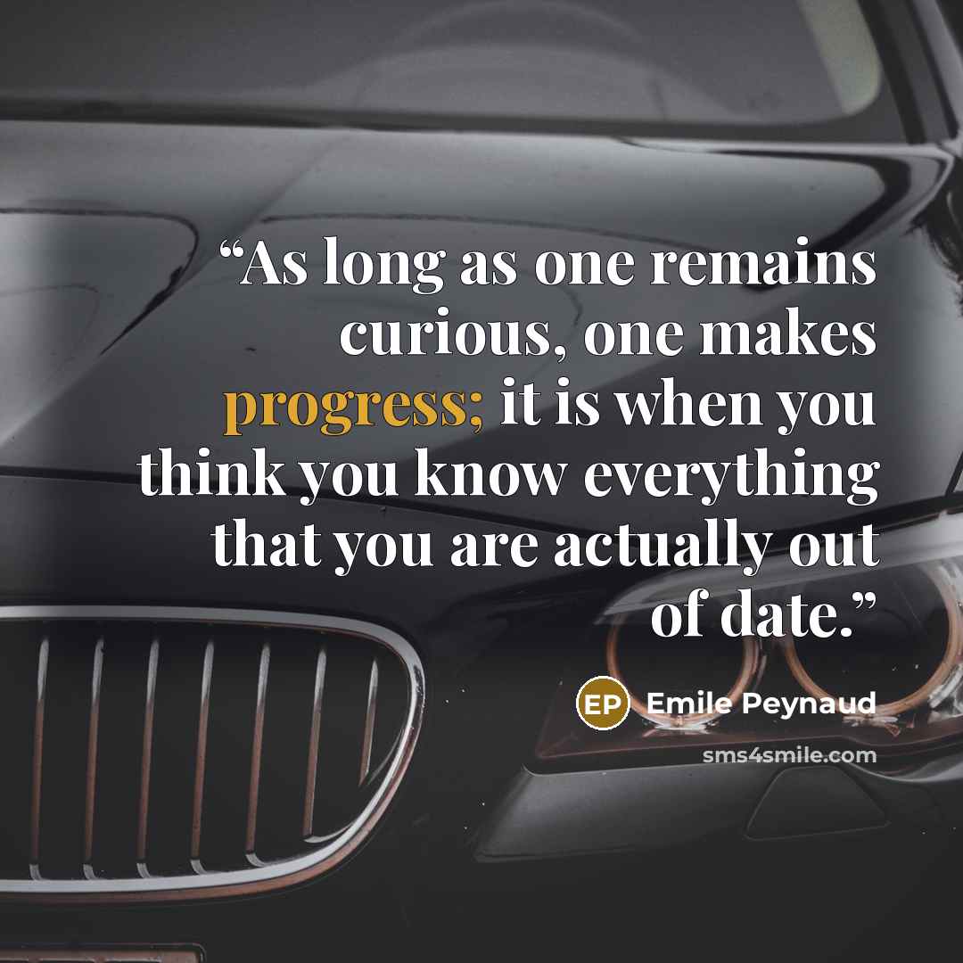 “As long as one remains curious, one makes progress; it is when you think you know everything that you are actually out of date.” quote by Emile Peynaud