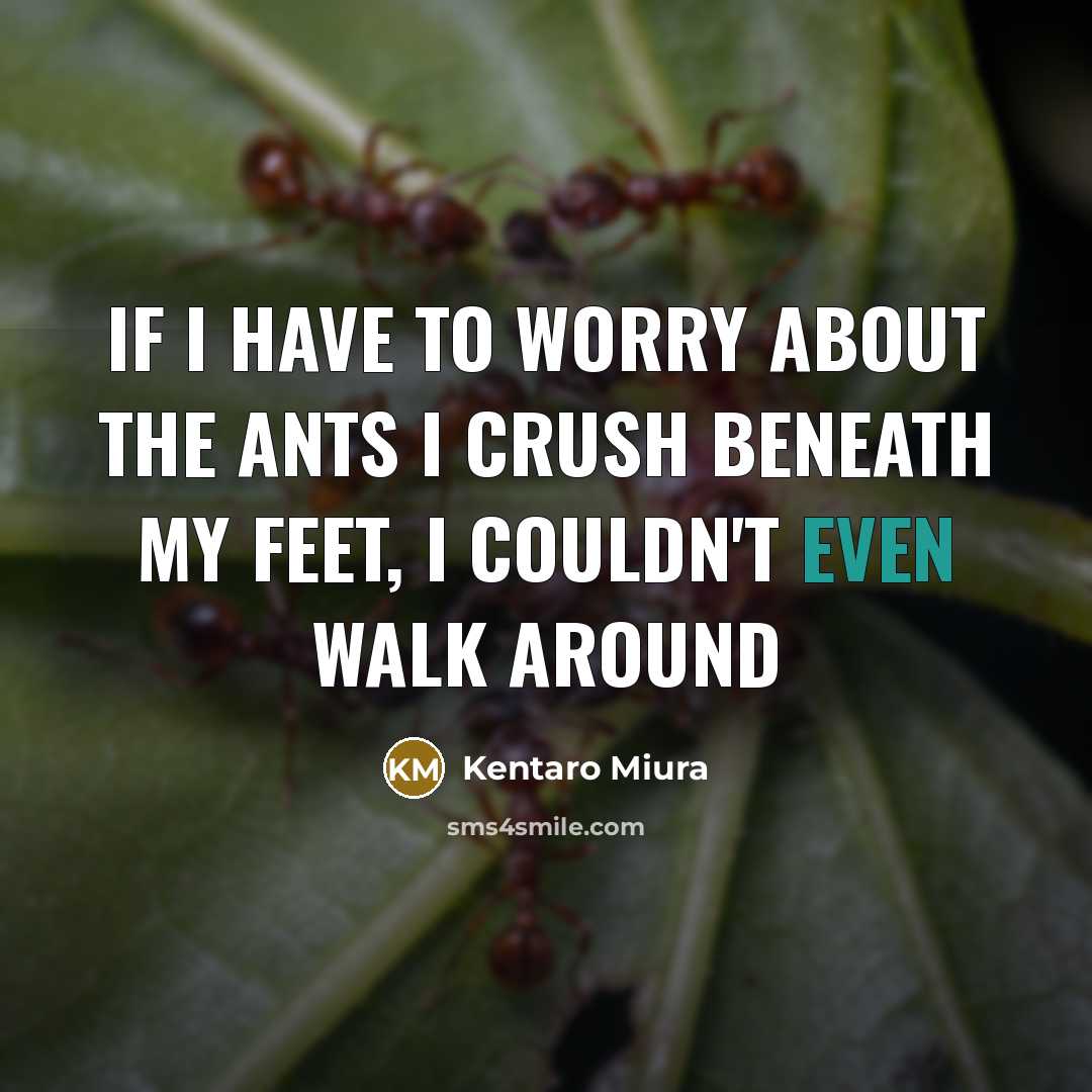 “If I have to worry about the ants I crush…” quote by Kentaro Miura