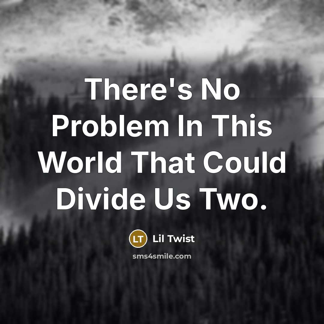 “There's No Problem In This World That Could Divide Us Two.” quote by Lil Twist
