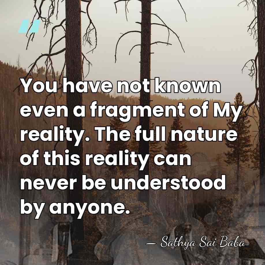 You have not known even a fragment of My reality. The full&hellip; - Sathya Sai Baba