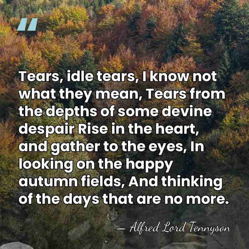 Tears, idle tears, I know not what they mean, Tears from the&hellip; - Alfred Lord Tennyson