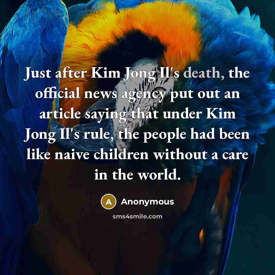 “Just after Kim Jong Il's death, the official news agency…” quote by Anonymous