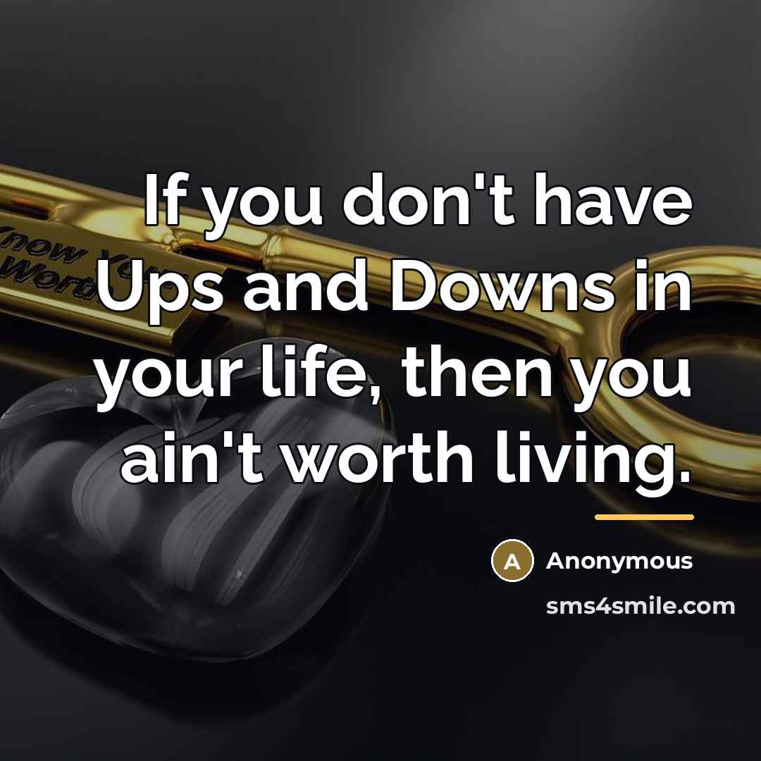 “If you don't have Ups and Downs in your life,…” quote by Anonymous