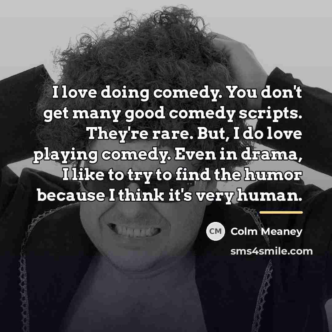 “I love doing comedy. You don't get many good comedy…” quote by Colm Meaney