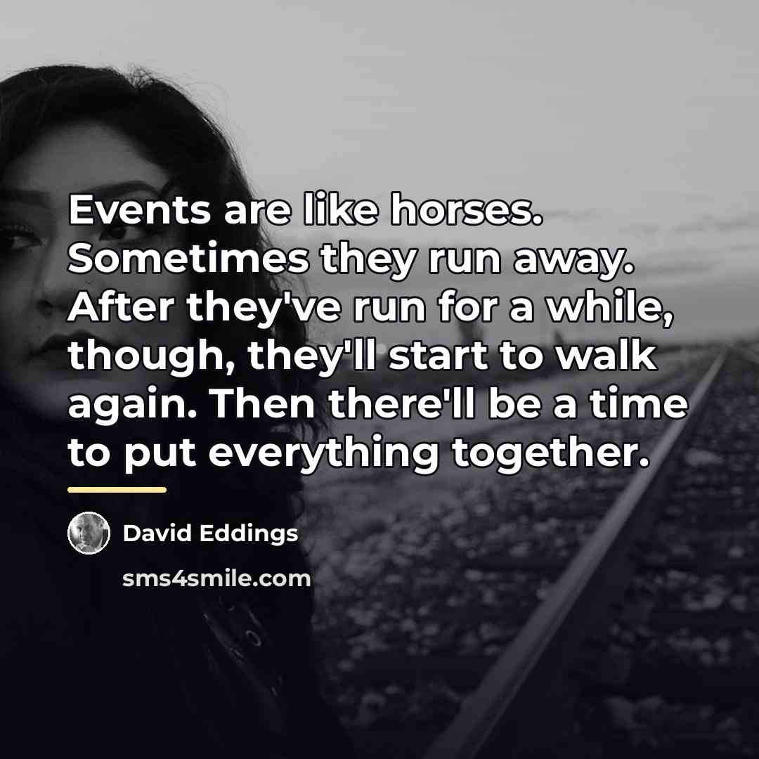 “Events are like horses. Sometimes they run away. After they've…” quote by David Eddings