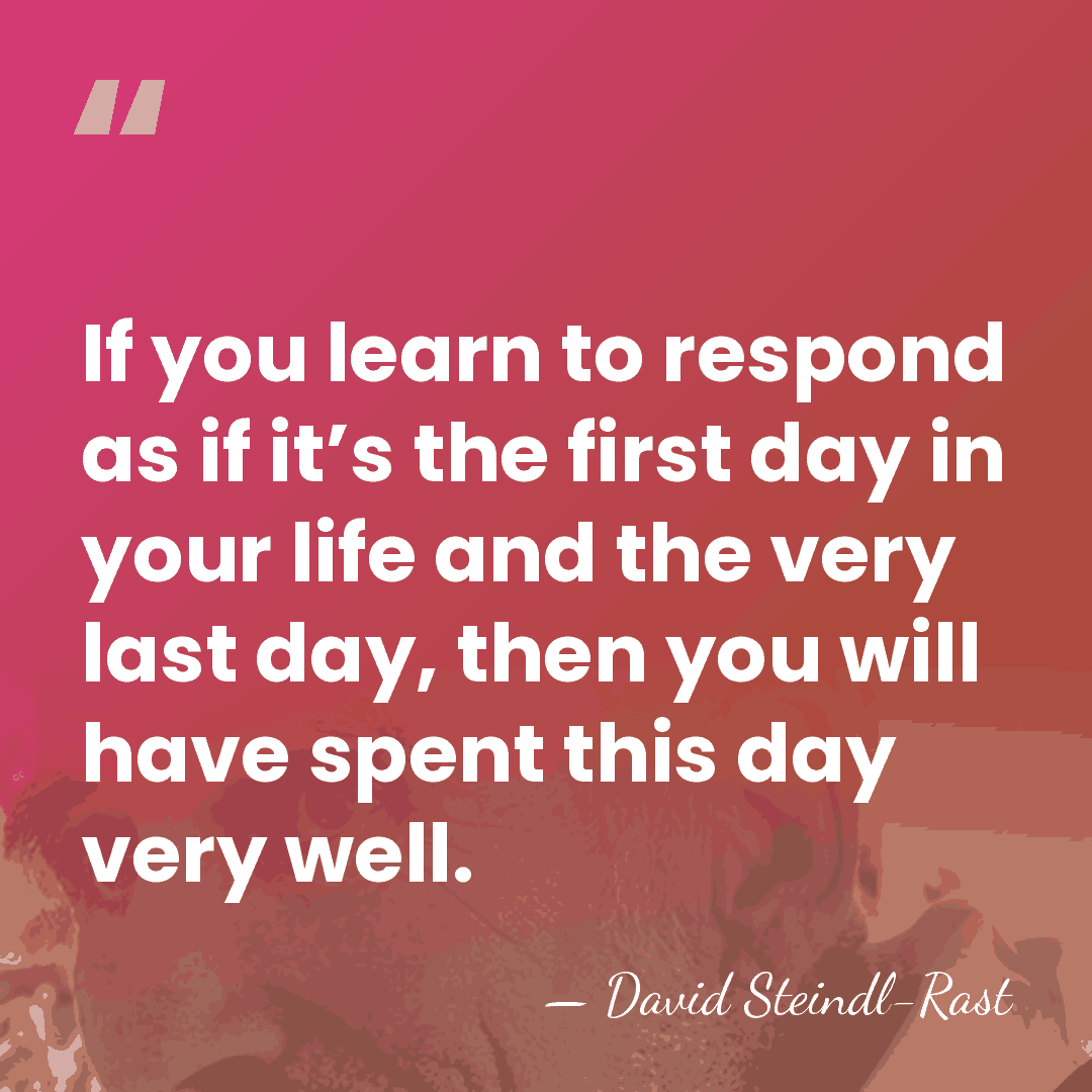 If you learn to respond as if it’s the first day in&hellip; - David Steindl-Rast