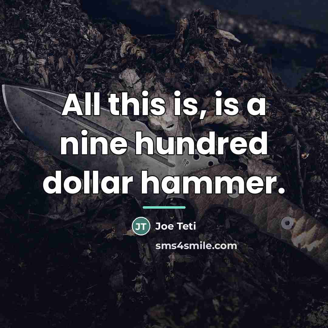 “All this is, is a nine hundred dollar hammer.…” quote by Joe Teti