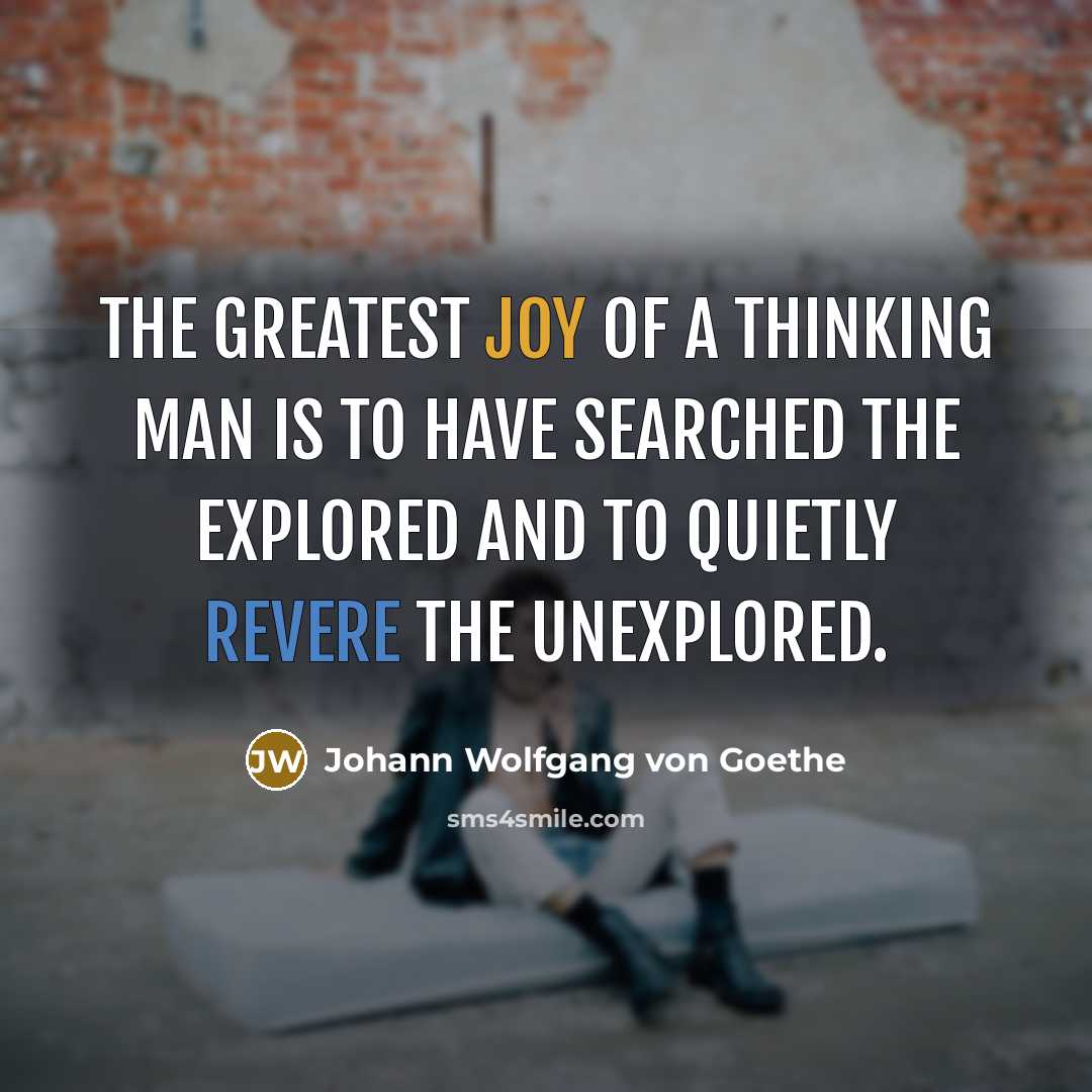 “The greatest joy of a thinking man is to have…” quote by Johann Wolfgang von Goethe