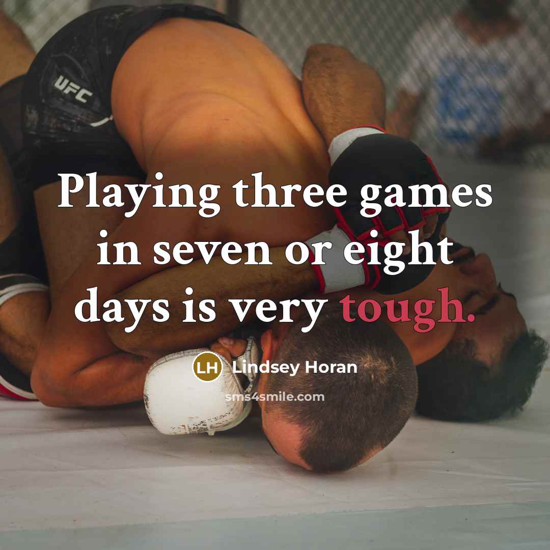 “Playing three games in seven or eight days is very…” quote by Lindsey Horan