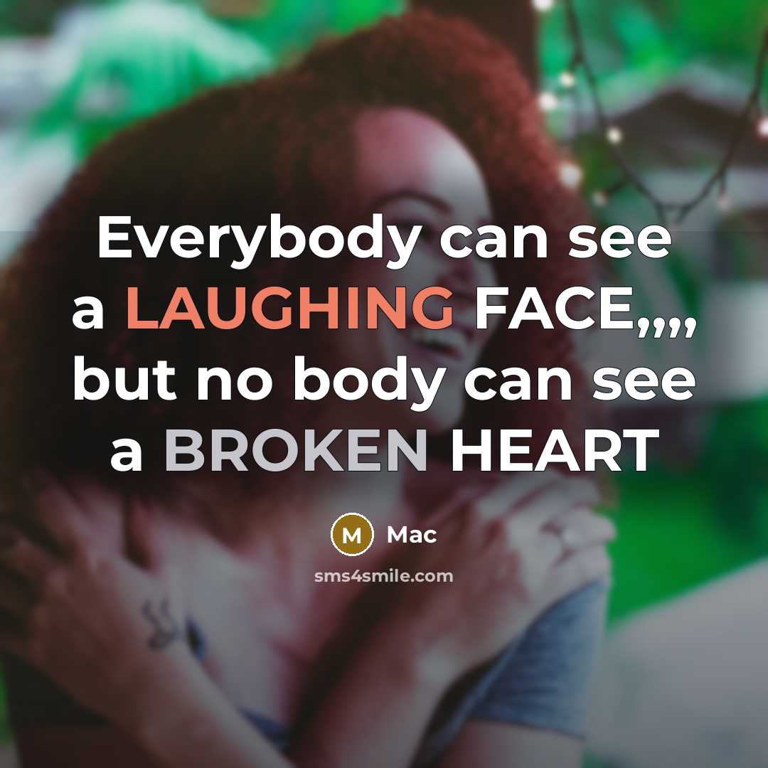 “Everybody can see a LAUGHING FACE,,,, but no body can see a BROKEN HEART” quote by Mac