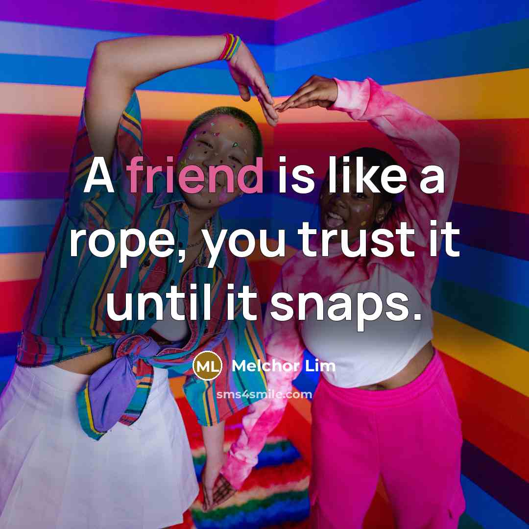 “A friend is like a rope, you trust it until…” quote by Melchor Lim
