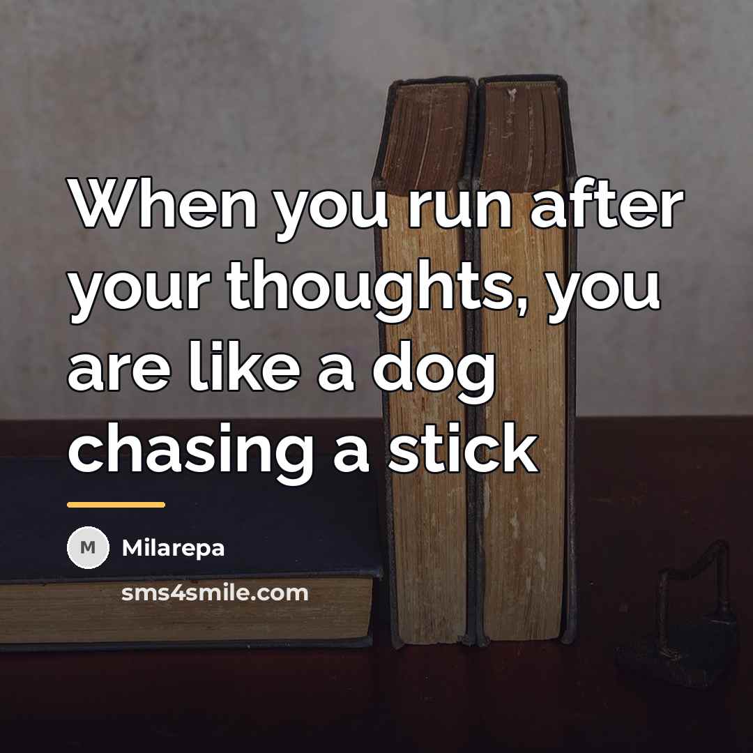 “When you run after your thoughts, you are like a…” quote by Milarepa