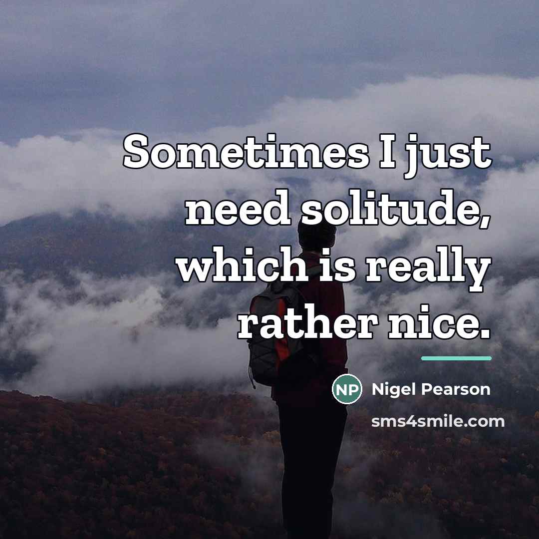 “Sometimes I just need solitude, which is really rather nice.…” quote by Nigel Pearson