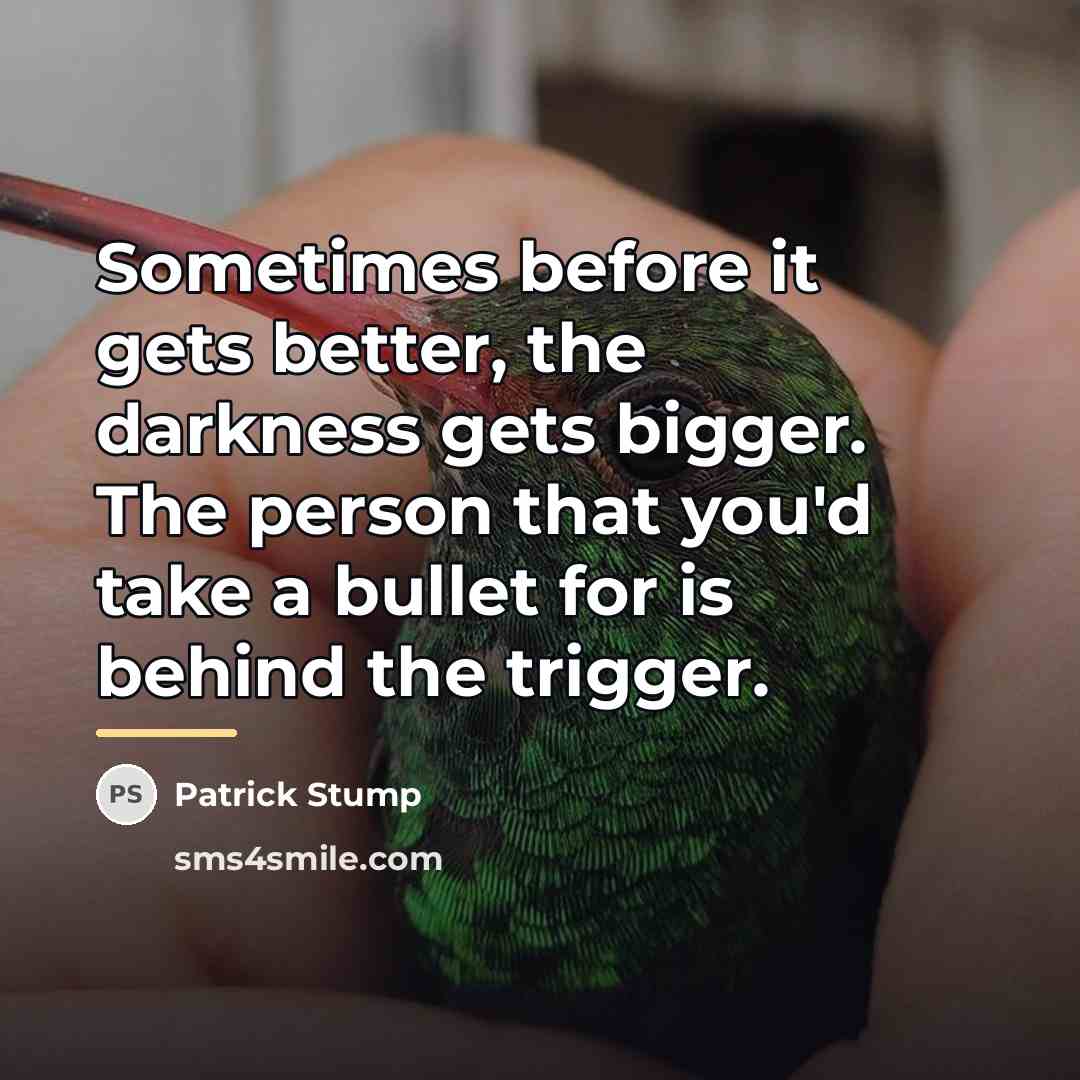 “Sometimes before it gets better, the darkness gets bigger. The…” quote by Patrick Stump