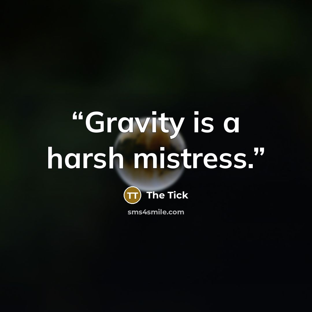 “Gravity is a harsh mistress.” quote by The Tick