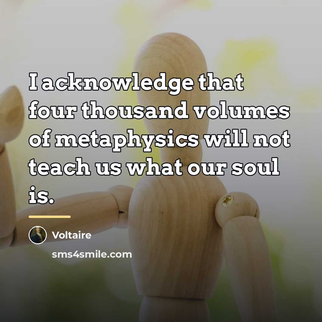 “I acknowledge that four thousand volumes of metaphysics will not…” quote by Voltaire