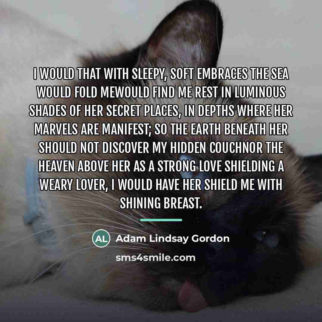 “I would that with sleepy, soft embraces The sea would…” quote by Adam Lindsay Gordon