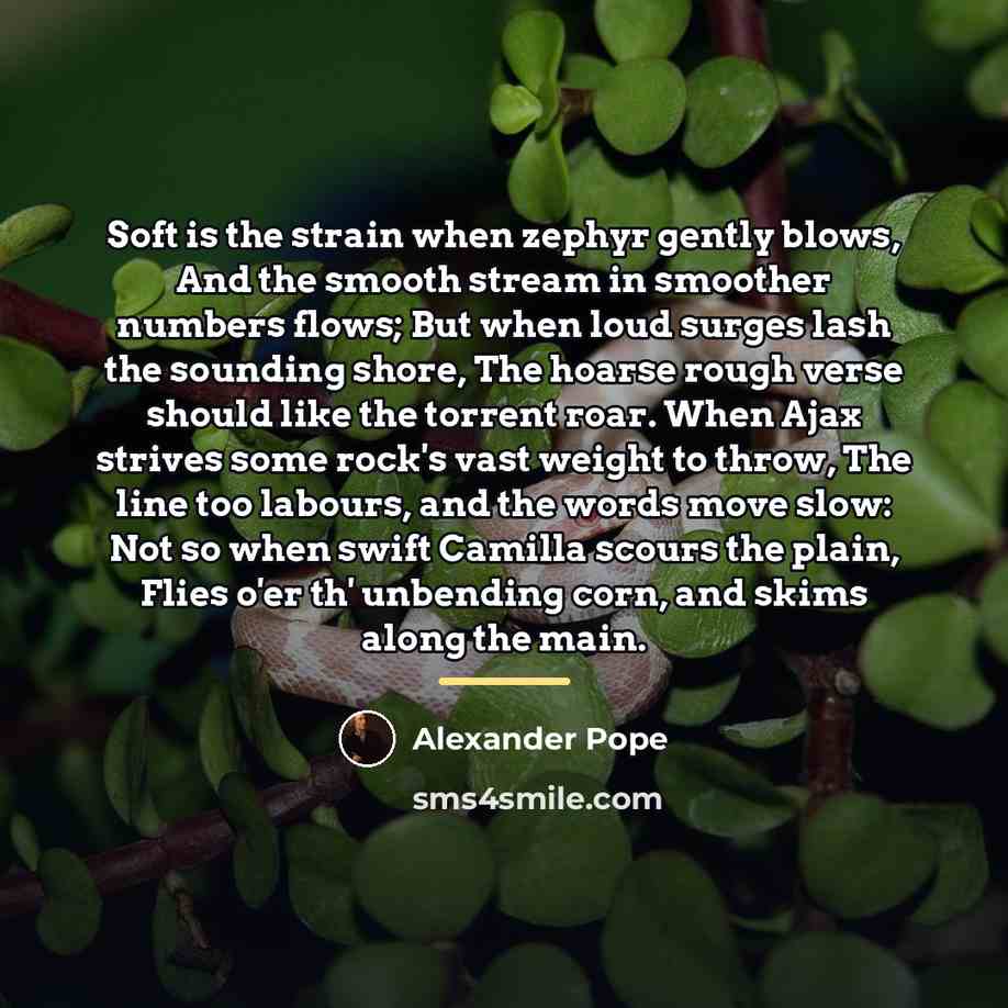 “Soft is the strain when zephyr gently blows, And the…” quote by Alexander Pope