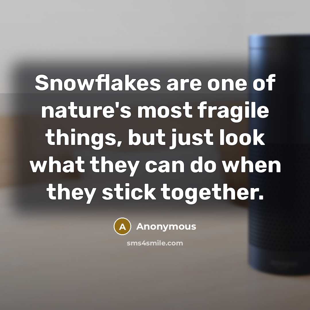 “Snowflakes are one of nature's most fragile things, but just…” quote by Anonymous