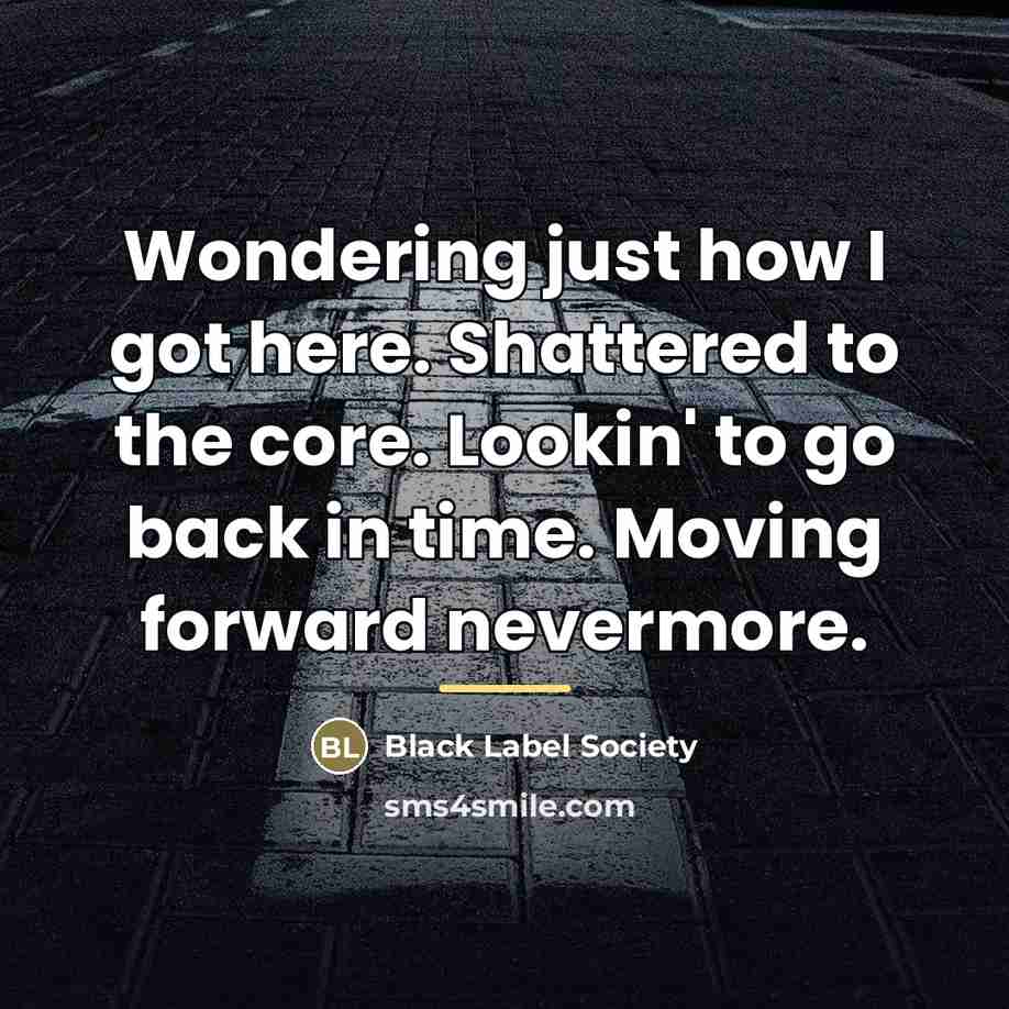 “Wondering just how I got here. Shattered to the core.…” quote by Black Label Society