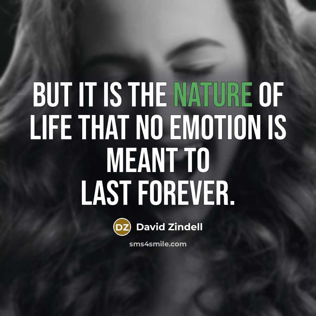 “But it is the nature of life that no emotion…” quote by David Zindell