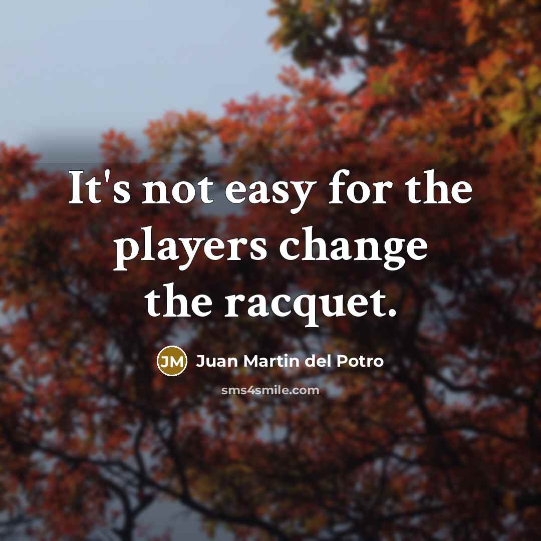 “It's not easy for the players change the racquet.…” quote by Juan Martin del Potro