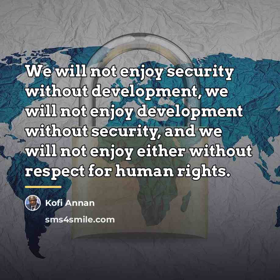 “We will not enjoy security without development, we will not…” quote by Kofi Annan