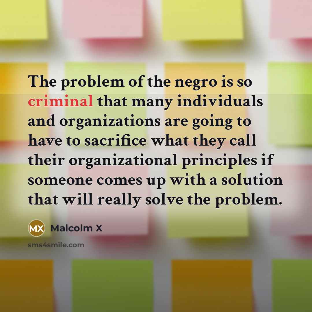 “The problem of the negro is so criminal that many…” quote by Malcolm X
