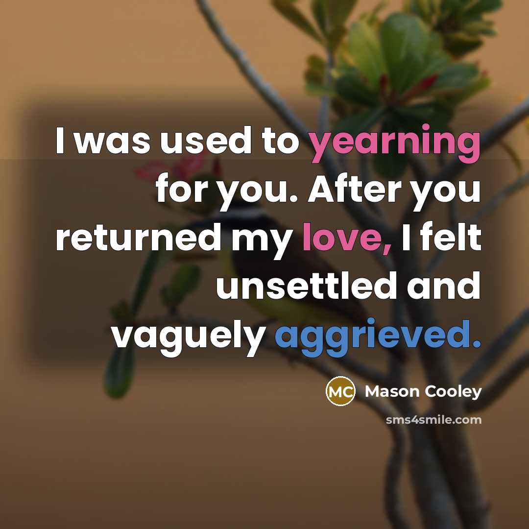“I was used to yearning for you. After you returned…” quote by Mason Cooley