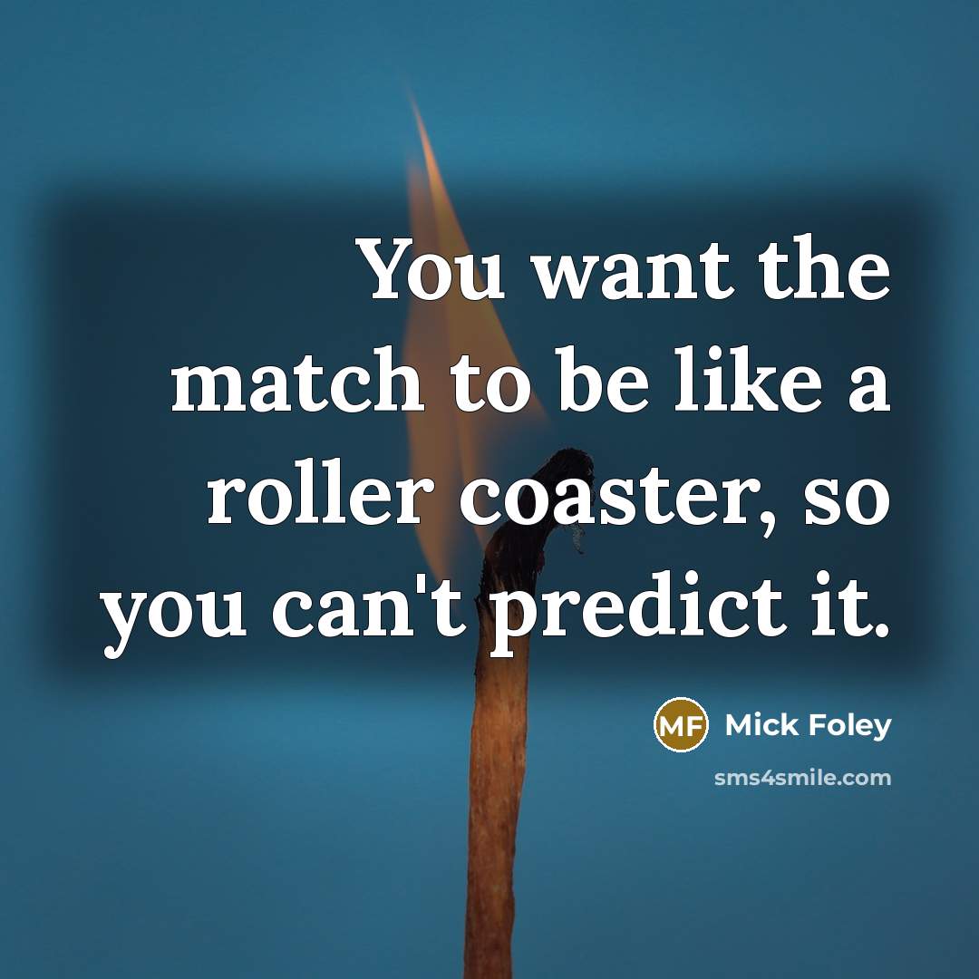 “You want the match to be like a roller coaster, so you can't predict it.” quote by Mick Foley