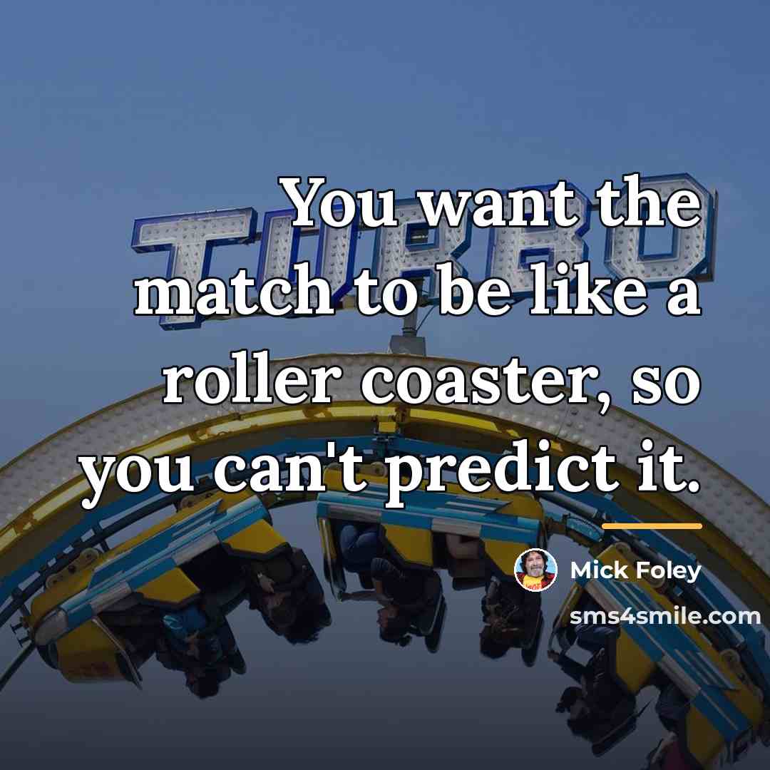 “You want the match to be like a roller coaster,…” quote by Mick Foley