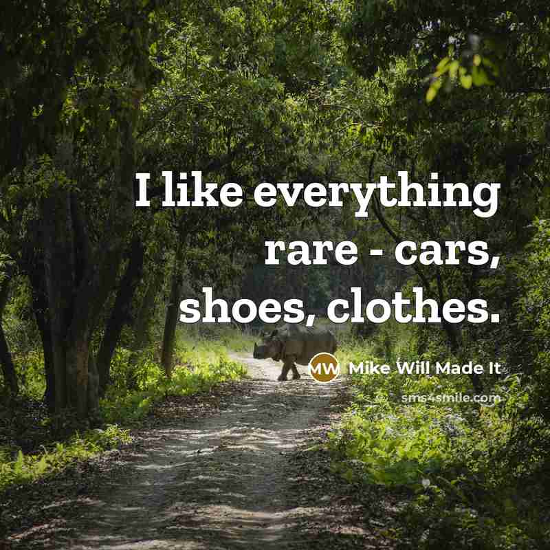 “I like everything rare - cars, shoes, clothes.…” quote by Mike Will Made It