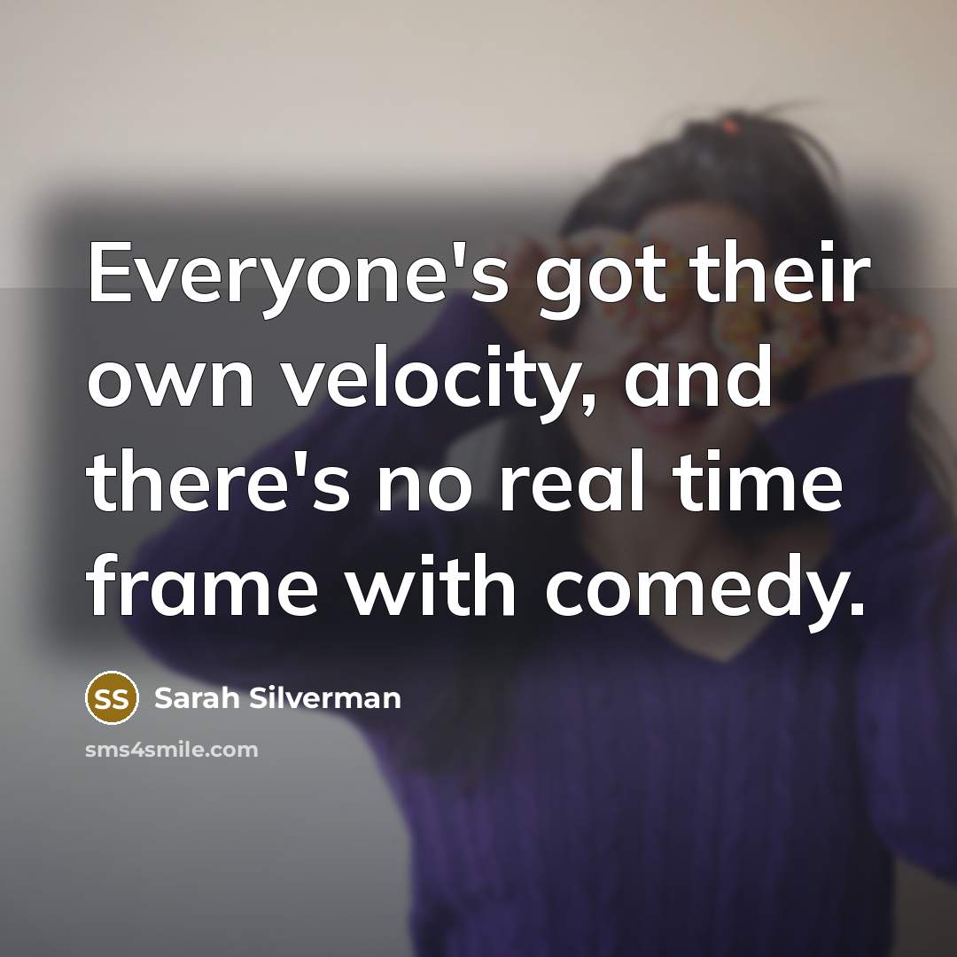 “Everyone's got their own velocity, and there's no real time…” quote by Sarah Silverman