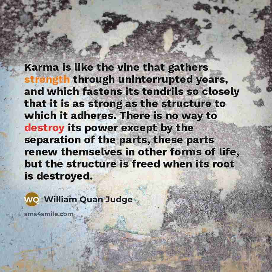 “Karma is like the vine that gathers strength through uninterrupted…” quote by William Quan Judge