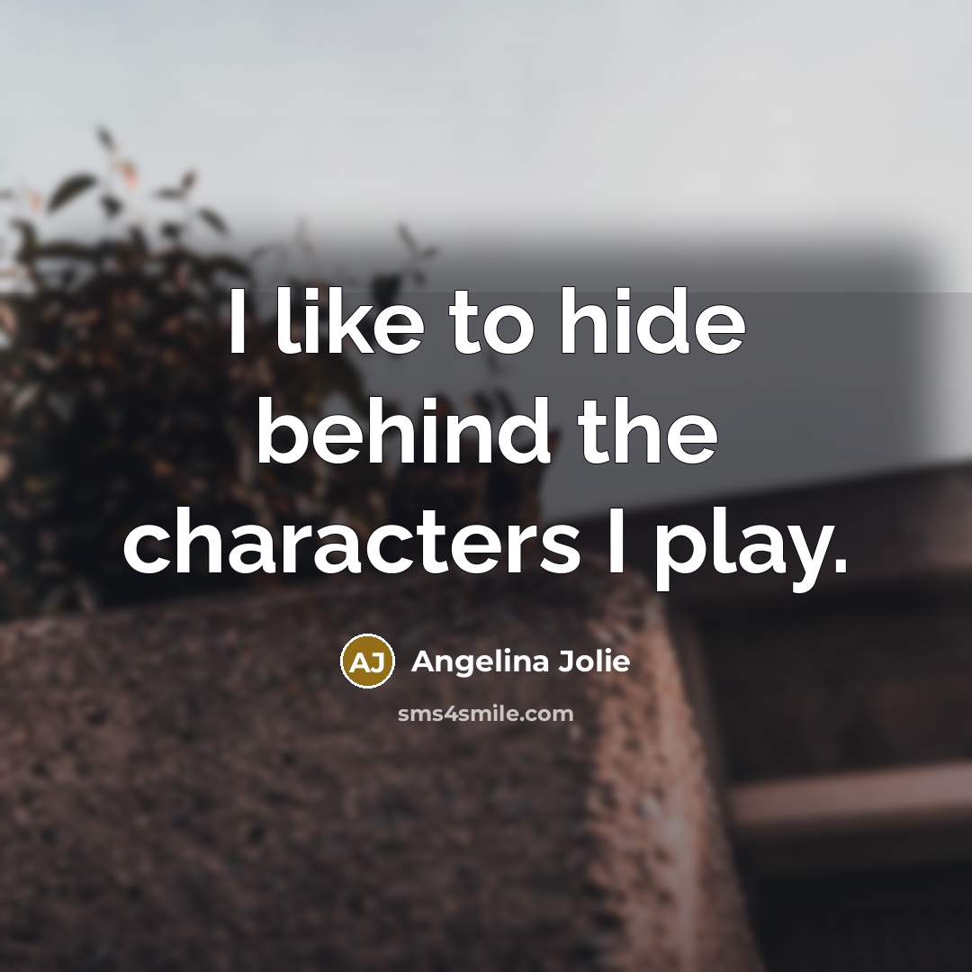 “I like to hide behind the characters I play.…” quote by Angelina Jolie