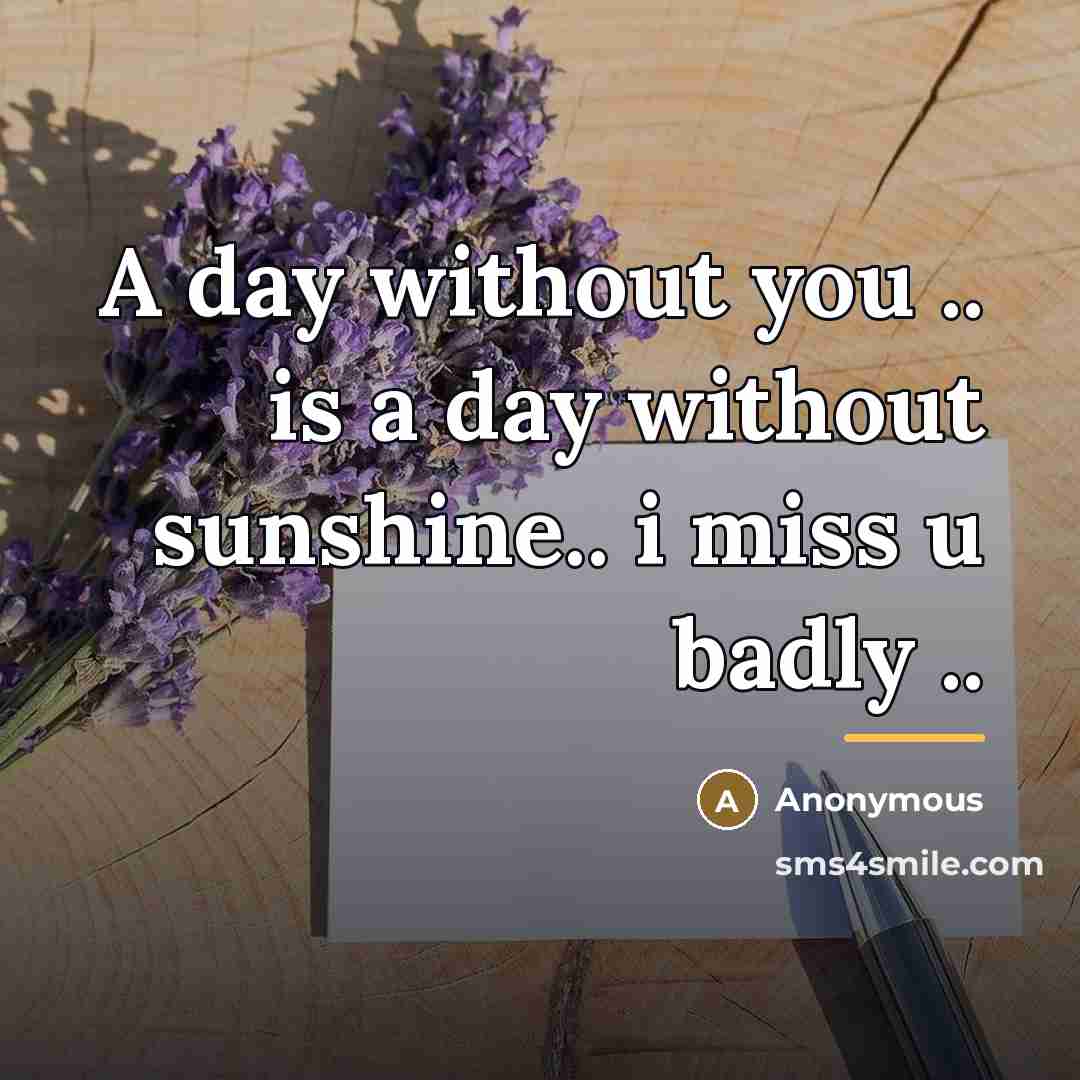 “A day without you .. is a day without sunshine..…” quote by Anonymous