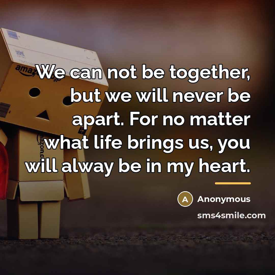 “We can not be together, but we will never be…” quote by Anonymous