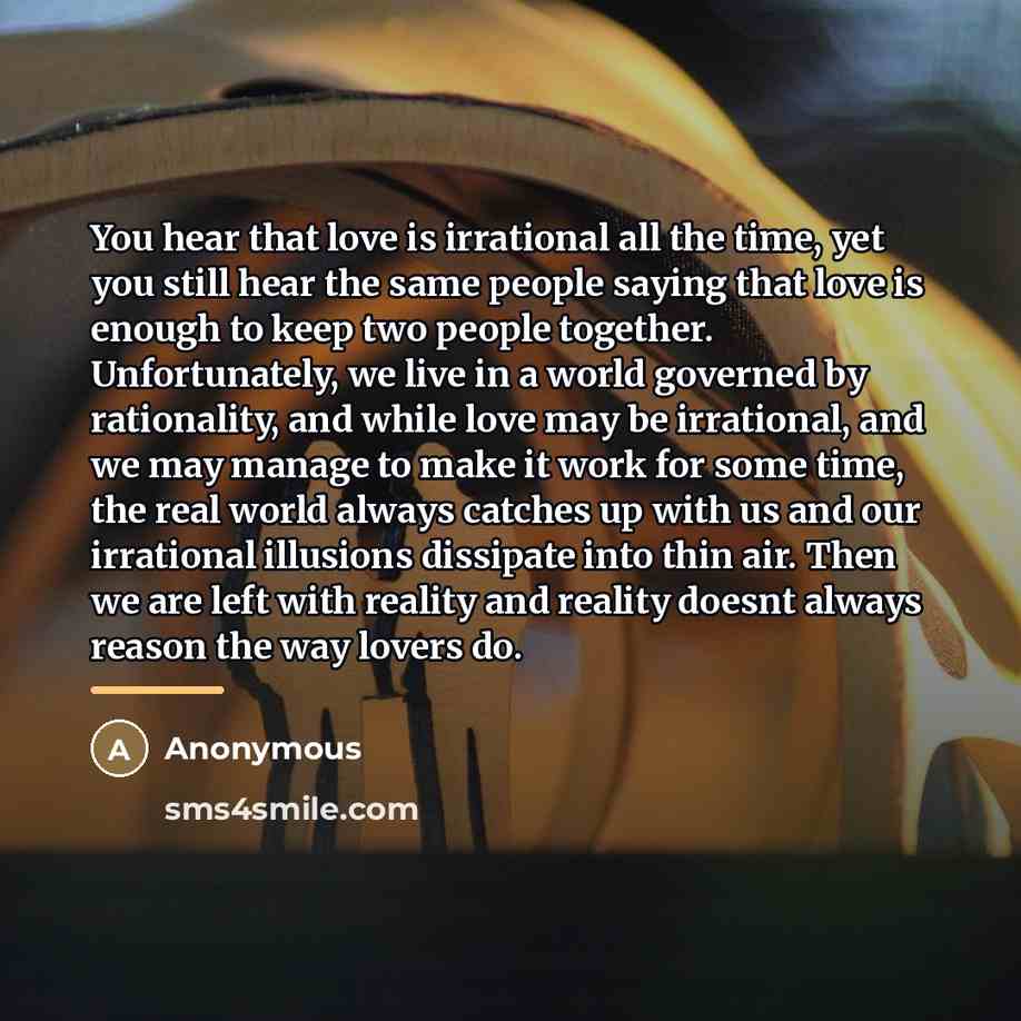 “You hear that love is irrational all the time, yet…” quote by Anonymous