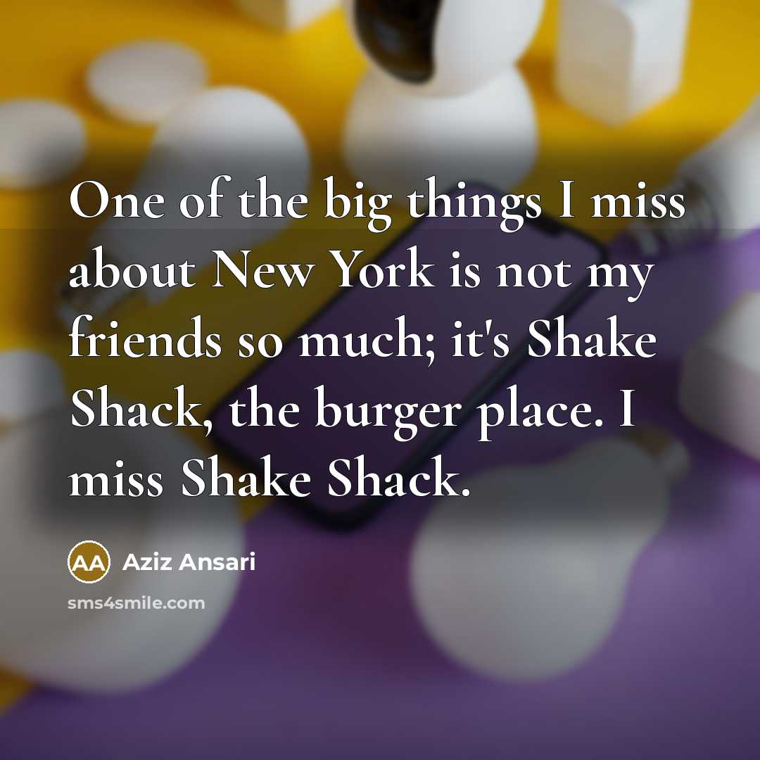 “One of the big things I miss about New York…” quote by Aziz Ansari